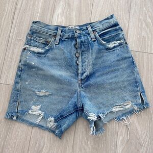 AGOLDE Light Wash High Rise Cutoff Shorts in 24